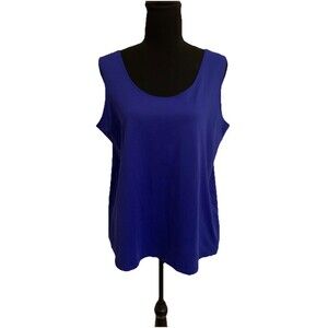 CHICOS Size 3 Womens XL Top Tank Stretch Blue Shell